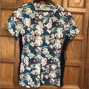 GT Performance Top Women's XL Tropical SS Poly Blend Scrubs 2 Pocket V-Neck